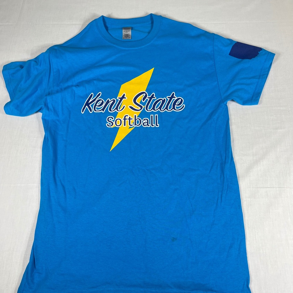 Gildan Kent State Softball T-Shirt Mens Medium Blue Short Sleeve Graphic Tee